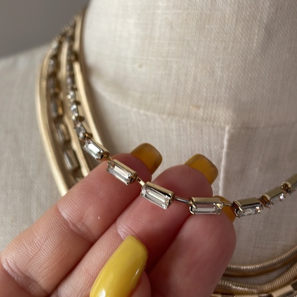 ANNE KLEIN 5 strand gold-tone crystal Chocker necklace with extender snake chain - Picture 5 of 12